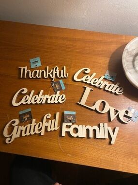 Lot of 6 Woodpile Decorative Wood Word Signs NWT